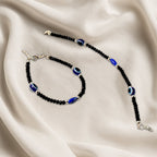 Adjustable Black Bead Evil Eye Protection Bracelet Set (2 Pc)