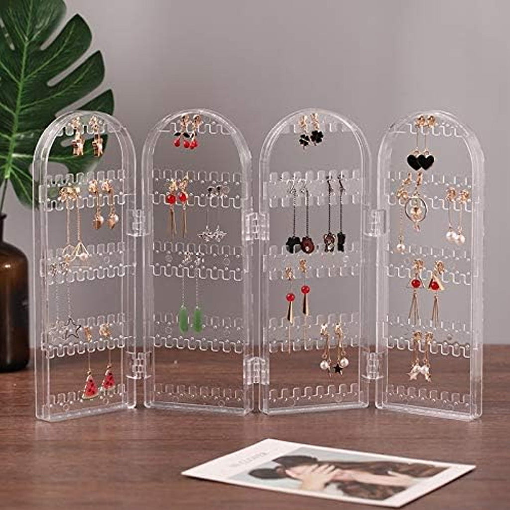 4 Folding Storage Hanger Acrylic Earring Screen Holder Display Stand Clear (1 Set)