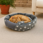 3XL Extra-Large Star Pattern Round Pet Bed for Cats & Small Dogs