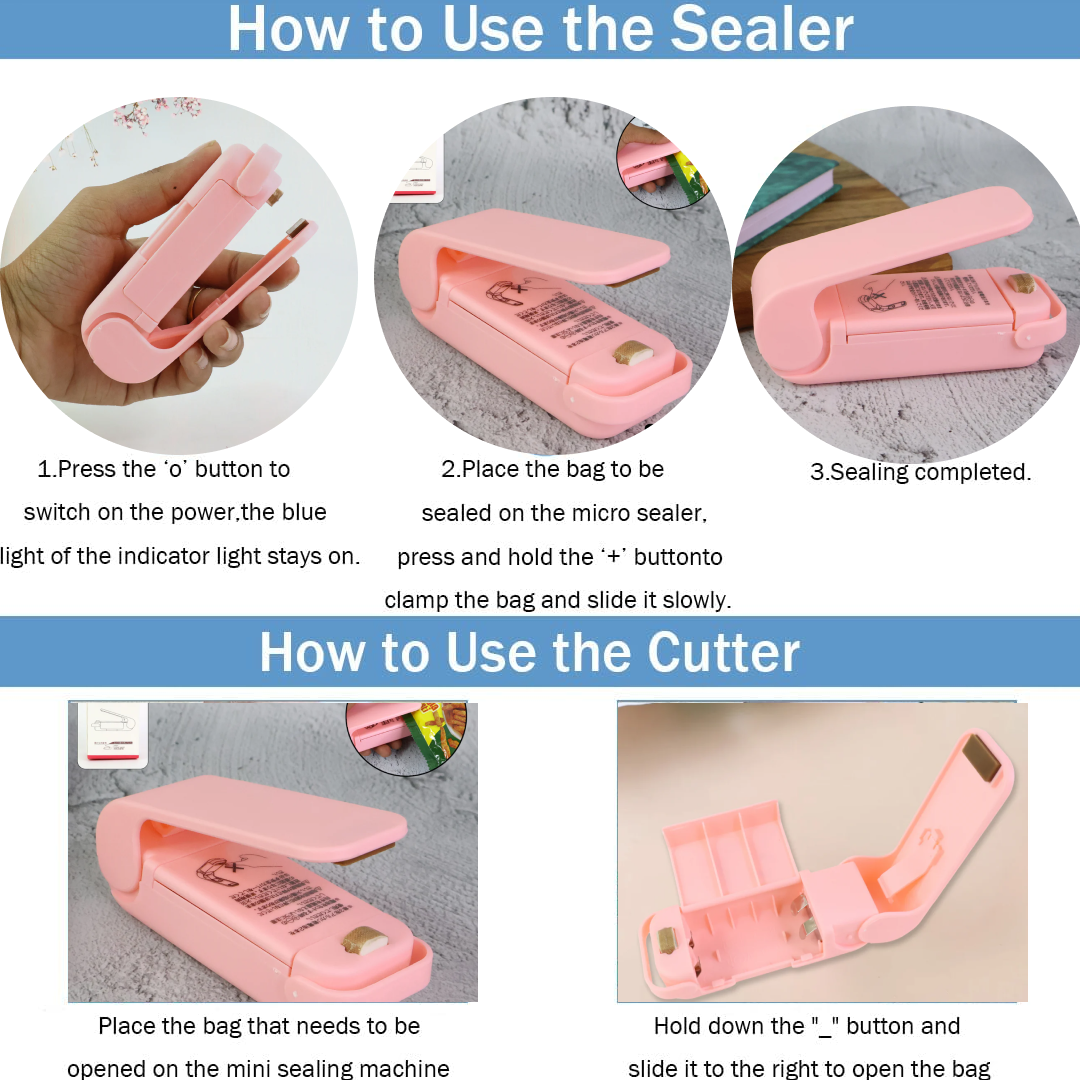 Mini Plastic Bag Sealer – Portable Heat Sealing Machine, Battery Operated (1 Pc / Mix Design)