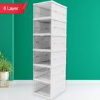 6-Layer Stackable Foldable Storage Organizer Cart for Clothes, Kitchen, Closet & Bathroom