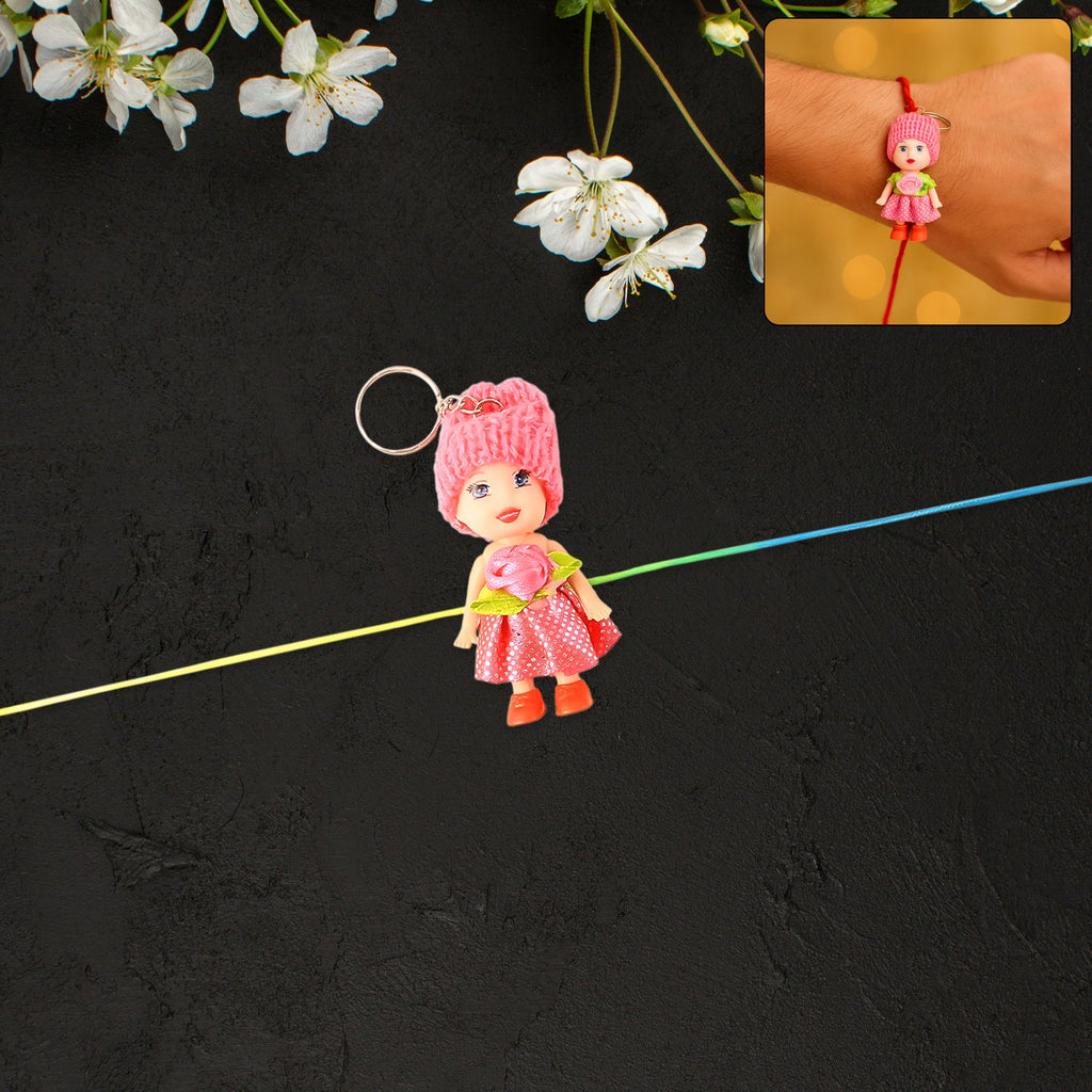 2-in-1 Kids Doll Rakhi cum Keychain – Stylish Soft Toy Rakhi for Raksha Bandhan & Daily Use as Bag or Key Ring (Mix Design)