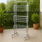 3 Layer Foldable Stainless Steel Cloth Drying Stand with Wheels