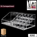 16 Compartment Cosmetic Makeup Jewellery Lipstick Storage Organiser Box, Cosmetic Storage Box Make-up Lipstick Organizer / Lipstick Holder Case  Transparent