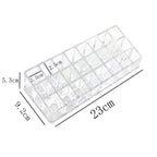 Acrylic lipstick and cosmetics organizer with multiple sections, displaying its functionality