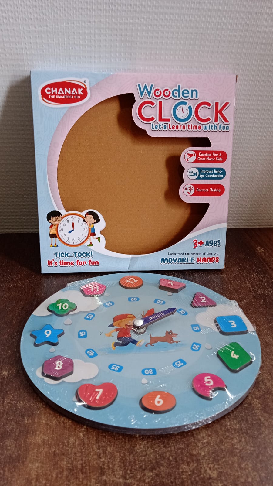 Aditi Wooden Educational Learning Clock Toy with Movable Hands